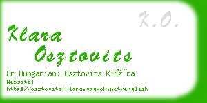 klara osztovits business card